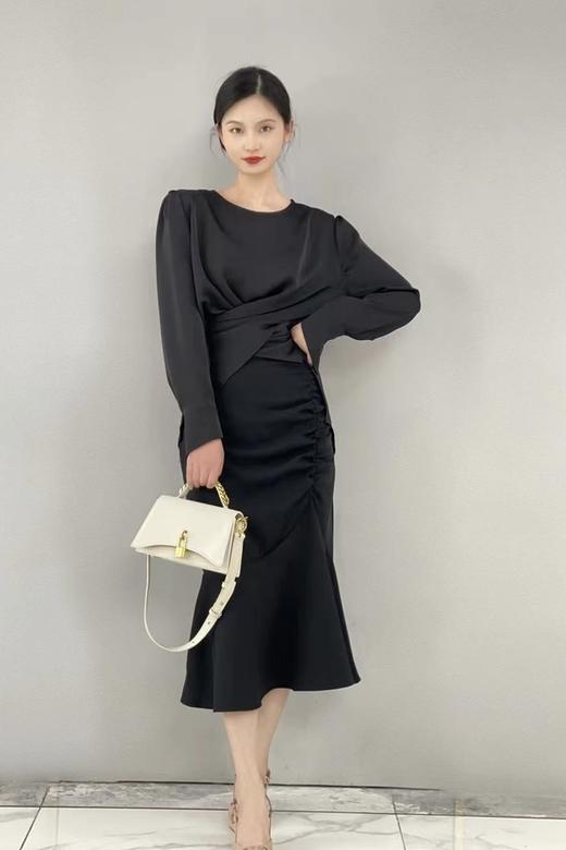 Le Malene 黑色抽褶鱼尾半裙 16867 商品图1