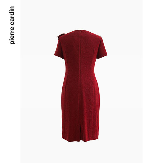 皮尔卡丹女装连衣裙红色侧腰捏褶婚庆喜宴大方得体裙P4200D2145R0
 商品图3