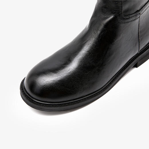 西遇长筒骑士靴女新款秋冬复古英伦风高筒靴棕色平底圆头长靴V3547550 商品图5