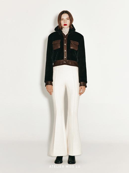 【机车棕熊】复古口袋拼接仿皮草短外套 商品图0