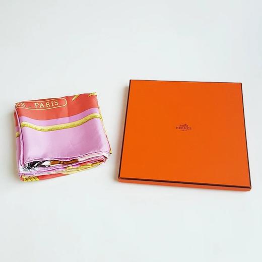 【95新】HERMES 爱马仕女士红黄拼色老虎印花丝巾H671632S 241218TH02 商品图1