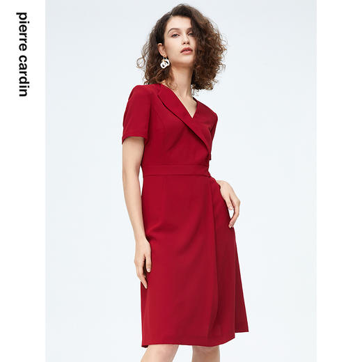 皮尔卡丹女装连衣裙夏季轻薄款红色短袖商务通勤裙子P4213D4086R0
 商品图1