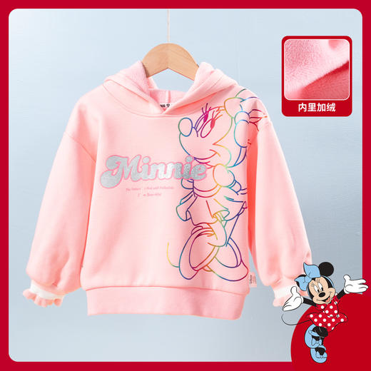 【商场同款】迪士尼童装2024春秋款女童连帽套头卫衣米妮字母印花可爱俏皮上衣223DS0689 商品图6