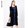 皮尔卡丹女装连衣裙法式经典复古丝绒假两件通勤裙子P3320E3915N0 商品缩略图3