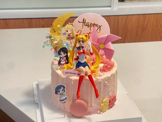 【美少女主題淋面蛋糕】(插牌装饰随机) 商品图0