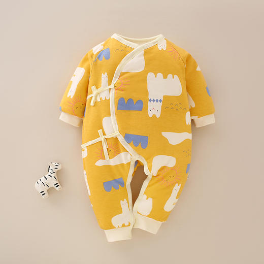 【新生儿纯棉加厚夹棉服蝴蝶衣】0-3衣冬款婴儿系带连体衣保暖哈衣 商品图4