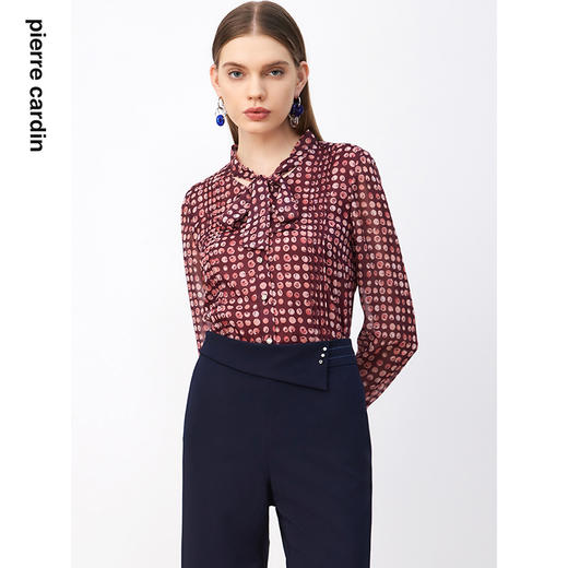 皮尔卡丹女装衬衫印花气质高级感复古法式通勤女衬衣P3351B3983T3
 商品图3