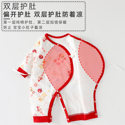【冬季婴儿加厚连体衣】新生保暖宝宝纯棉蝴蝶衣棉衣爬服夹棉外出衣服 商品图2