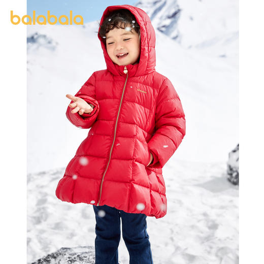 巴拉巴拉童装儿童羽绒服中长款女童连帽外套温暖冬装时髦洋气A摆 商品图1