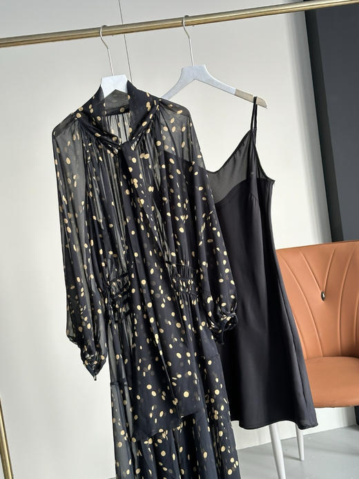 ed*2024秋季新款波点印花真丝混纺两件套连衣裙 商品图9