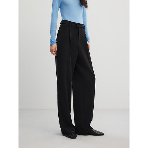 棉仓356618005-斜纹仿醋单褶西裤 商品图2