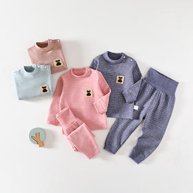 【宝宝圆领肩扣内衣套装】儿童秋衣秋裤套装无骨保暖内衣中小男女童长袖高腰分体家居服睡衣