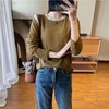 【新品拼接撞色打底衫】秋冬新款 小香风圆领百搭休闲T恤 外穿打底衫  商品缩略图9