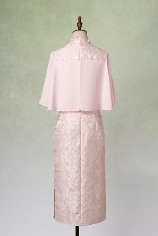 荷言GL 栖月 新中式改良旗袍粉色轻礼服荷叶袖雪纺小香风少女夏季 商品图2