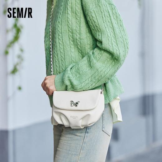 森马包包饺子包女新款时尚蝴蝶单肩包精致小巧褶皱斜挎包女包 商品图1