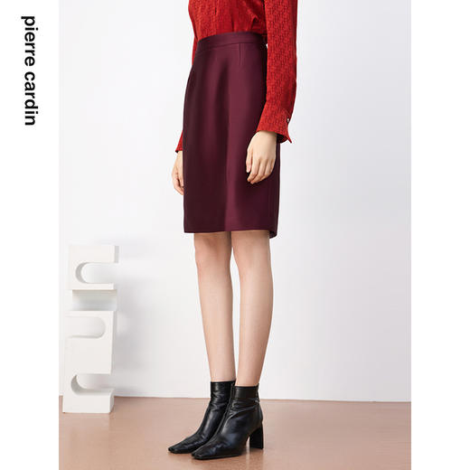 皮尔卡丹女装半身裙酒红色喜庆醋酸直筒H版女半裙P3308S3999T0
 商品图1