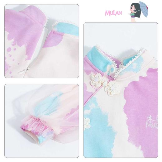 【商场同款】迪士尼童装女孩梦幻公主裙长袖网纱拼接连衣裙春秋新款国风裙子223DQ0181 商品图9