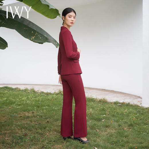 IWY/秋冬款酒红色职业西装套装女正式场合商务接待通勤干练两件套C11358+P31358 商品图2