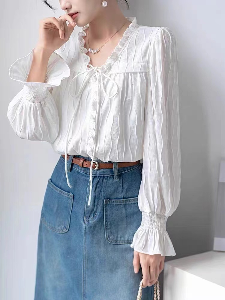 LR木耳边设计感衬衫