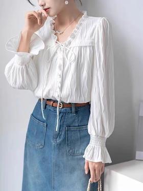 LR木耳边设计感衬衫