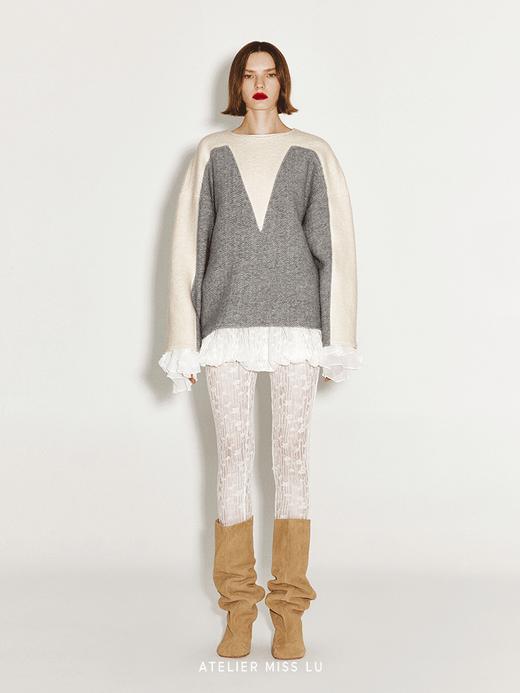 【冬日雪山】爱心几何趣味撞色绵羊毛毛衣 商品图0