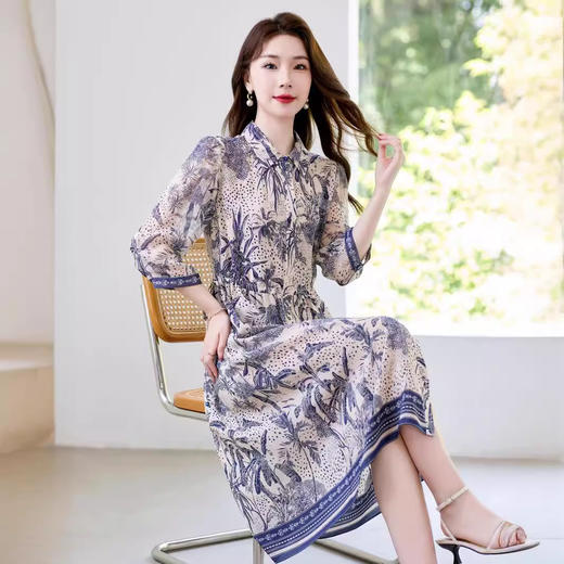 16姆米真丝双绉数码印花连衣裙SM7788 商品图2