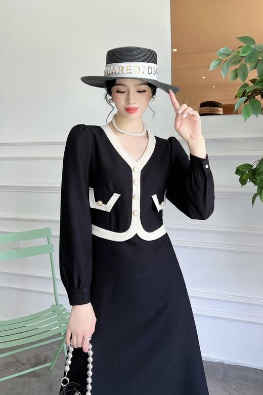 Le Malene 黑白小香风优雅针织连衣裙 16848 商品图4