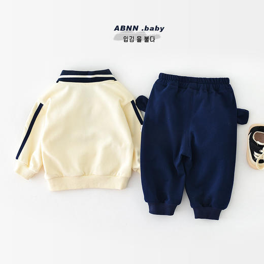 【宝宝翻领小熊卫衣套装】秋款儿童婴儿秋季洋气运动裤两件套 商品图3