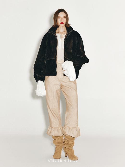 【布朗城堡】大口袋设计仿皮草拉链外套 商品图0