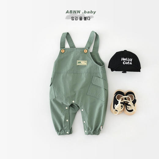【婴儿时髦无袖可开档爬服】男宝宝新款秋装连体衣儿童背带裤子93009 商品图2