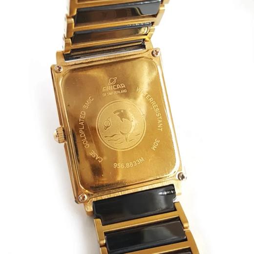 【9新】ENICAR 英纳格陶瓷/镀金精钢25*30MM日期显示石英机芯中性款 090323LV07 商品图5