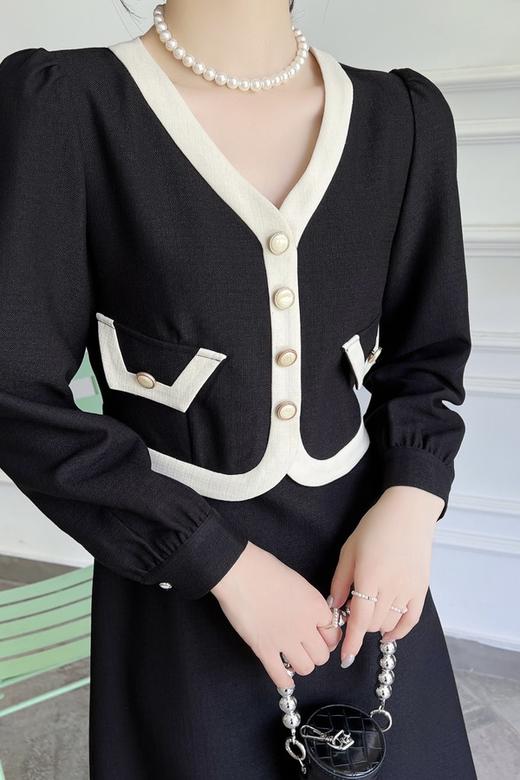 Le Malene 黑白小香风优雅针织连衣裙 16848 商品图2