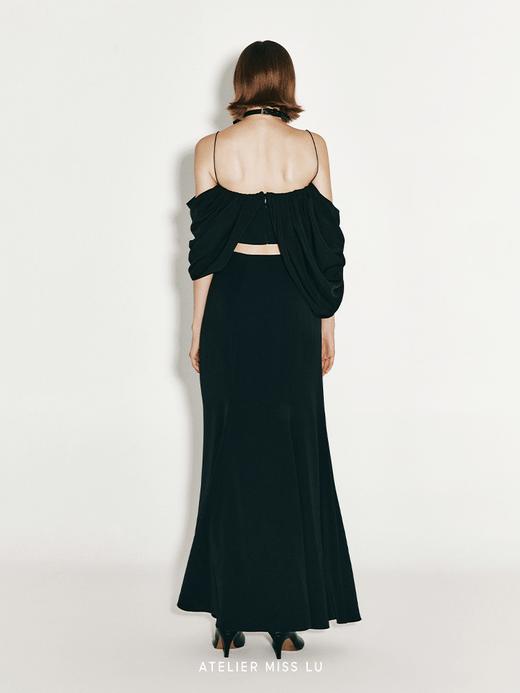 【暗流涌动】不规则垂褶设计露肩吊带上衣 商品图2