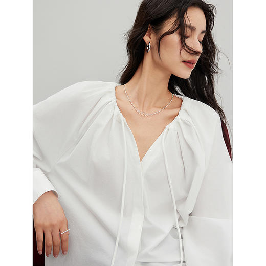 棉仓356604015-圆领领抽绳衬衫 商品图0