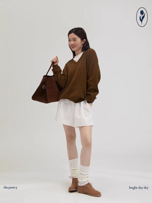 shyshystill/shy202308053/v领全羊毛经典扭花毛衣 商品图2