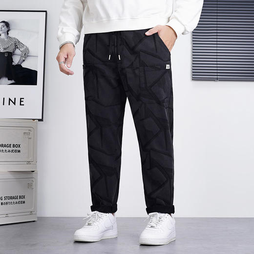 【新款DQ】大依优型大码提花休闲长裤男舒适休闲简约百搭加肥加大男装潮款 商品图1
