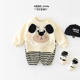 【婴儿洋气卡通小狗套装】秋季新款宝宝圆领卫衣儿童卫裤两件套