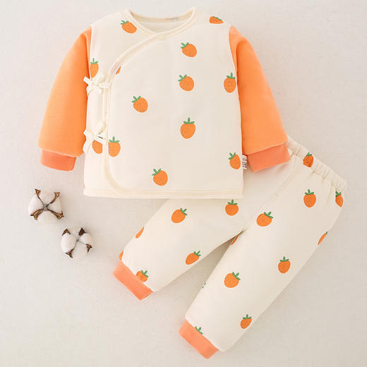 【新生儿双层护肚夹棉保暖分体套装】婴儿棉衣冬款新生儿衣服纯棉A类保暖内衣夹棉宝宝棉服和尚服套装 商品图0