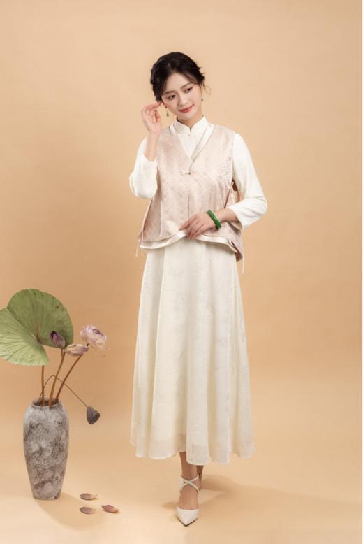 荷言GL原创 暮江吟 新中式织锦双色盘扣暗纹马甲坎肩背心新品 商品图2