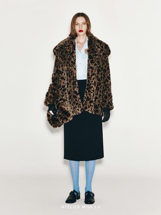【狂野之声】大翻领造型仿皮草豹纹外套 商品图0