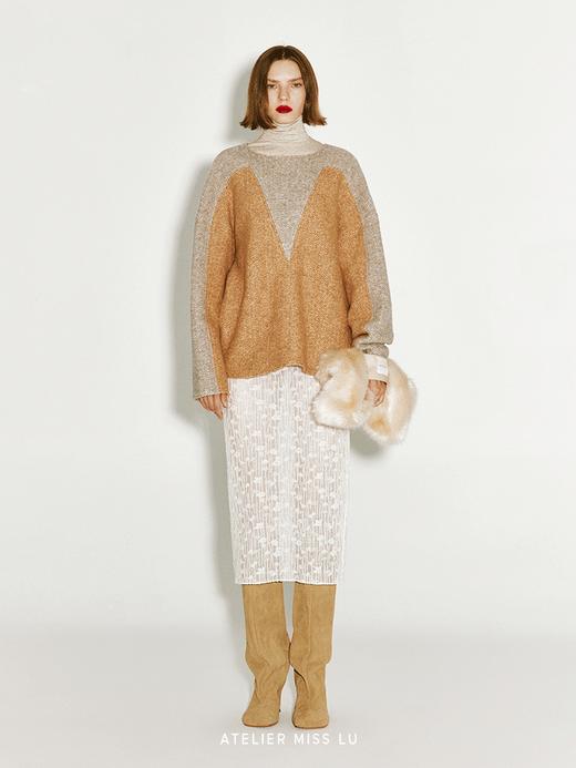 【冬日麦穗】爱心几何趣味撞色绵羊毛毛衣 商品图0