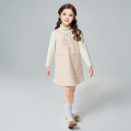 笛莎Deesha 童装女童连衣裙2024冬季新款儿童甜美香风背心裙 商品图2