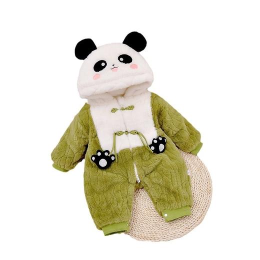 【小熊猫毛毛夹棉连体衣】宝宝冬季男婴儿哈衣爬爬服加绒加厚新生儿外出服保暖女 商品图4