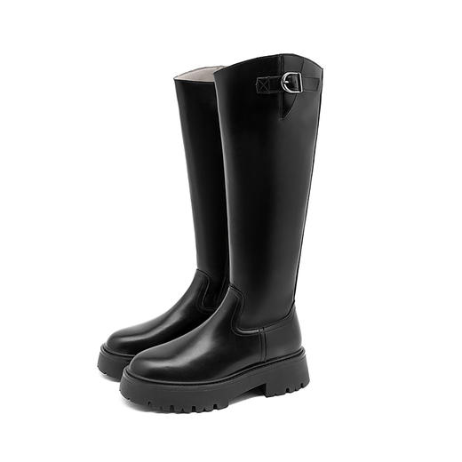 西遇英伦风骑士靴女新款秋冬圆头长筒靴不过膝厚底高筒长靴子D3547518 商品图4