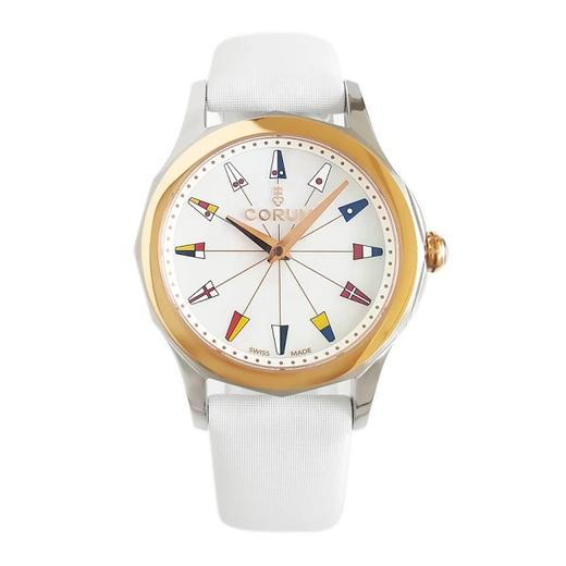 【95新】COROM昆仑海军上将系列32mm精钢/18k玫瑰金表圈钻刻石英女表 071216JH11 商品图0