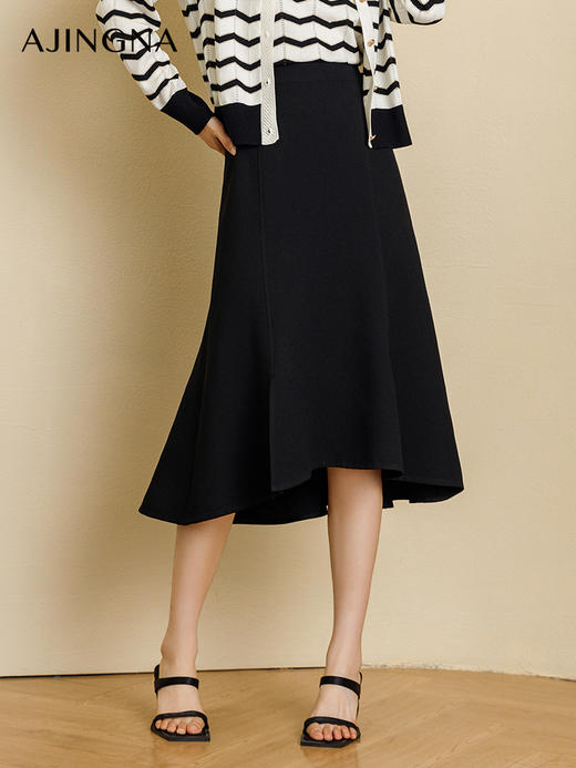 【商场同款】阿菁娜2024秋季新款气质法式不规则鱼尾半裙A29Q113021 商品图0