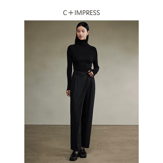 西嘉C+IMPRESS/西嘉原创设计西装裤女24秋季新款黑色直筒裤优雅西裤(货号:KZ2403027) 商品图3
