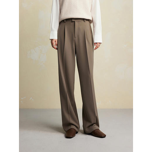 棉仓356618005-斜纹仿醋单褶西裤 商品图0