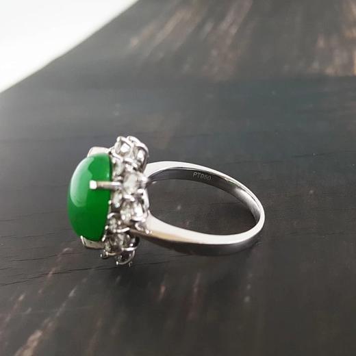 【天然正品】A货满绿糯冰种蛋面收藏级翡翠戒指 戒圈18号可改 现售价：38800！031016KC07 商品图7