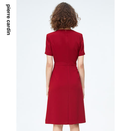 皮尔卡丹女装连衣裙夏季轻薄款红色短袖商务通勤裙子P4213D4086R0
 商品图2